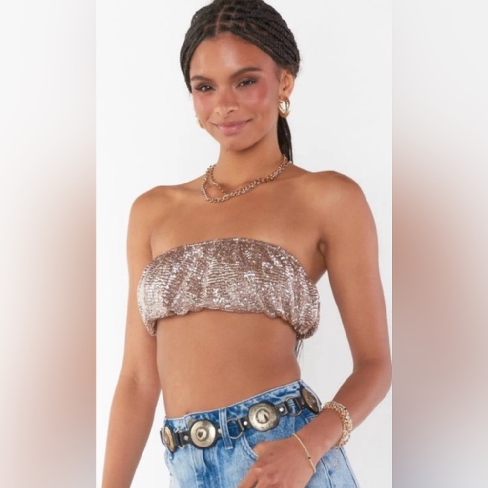 Show me‎ your Mumu Silver Confetti Micro Tube Top
